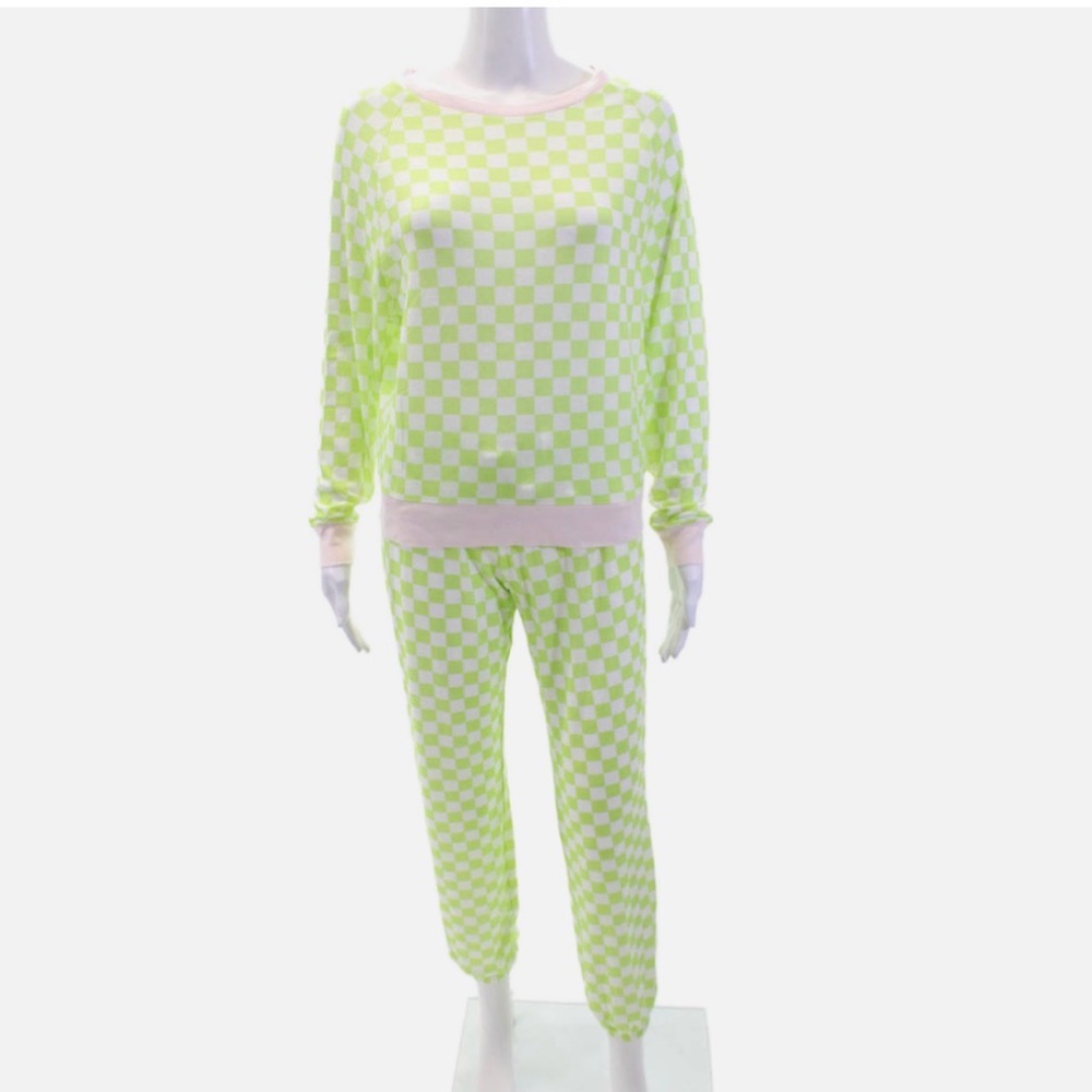 Honeydew Iguana Check Lounge Set XS NWT